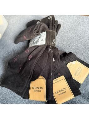 Vintage Givenchy Monsieur men's black socks gray set of 4 NEW size 10-13